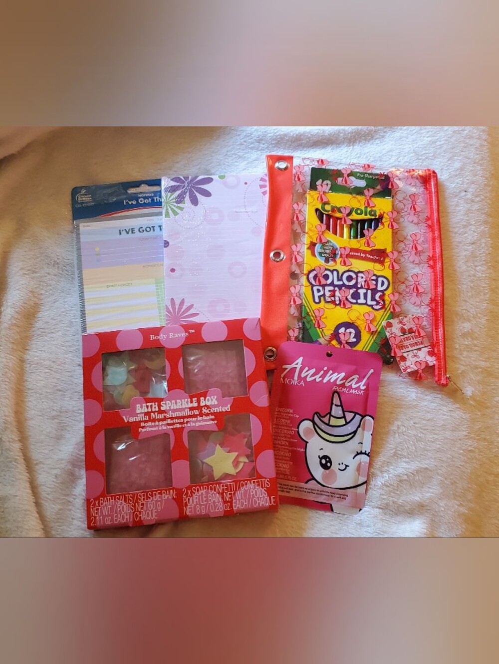 Crayola Colored Pencils In A Pencil Pouch, Pad Of Paper, You Got This & Bath Set
